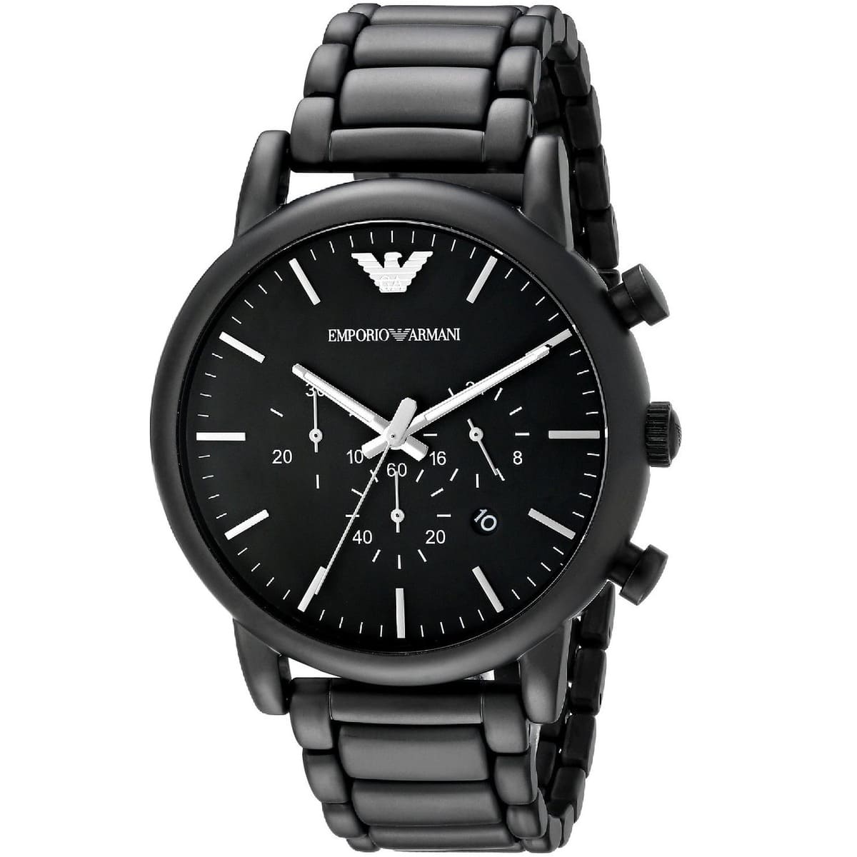 Emporio Armani Luigi AR1895 43mm Men's Chronograph Watch – Black & Black Stainless Steel Bracelet