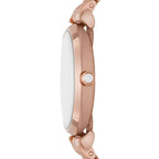 Emporio Armani Gianni T-Bar AR11446 32mm Women's Quartz Watch – Silver Crystal-Set & Rose Gold-Tone Stainless Steel Bracelet