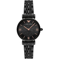 Emporio Armani Gianni T-Bar AR11245 32mm Women's Quartz Watch – Black & Rose Gold-Tone Stainless Steel Bracelet