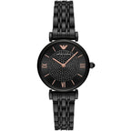 Emporio Armani Gianni T-Bar AR11245 32mm Women's Quartz Watch – Black & Rose Gold-Tone Stainless Steel Bracelet