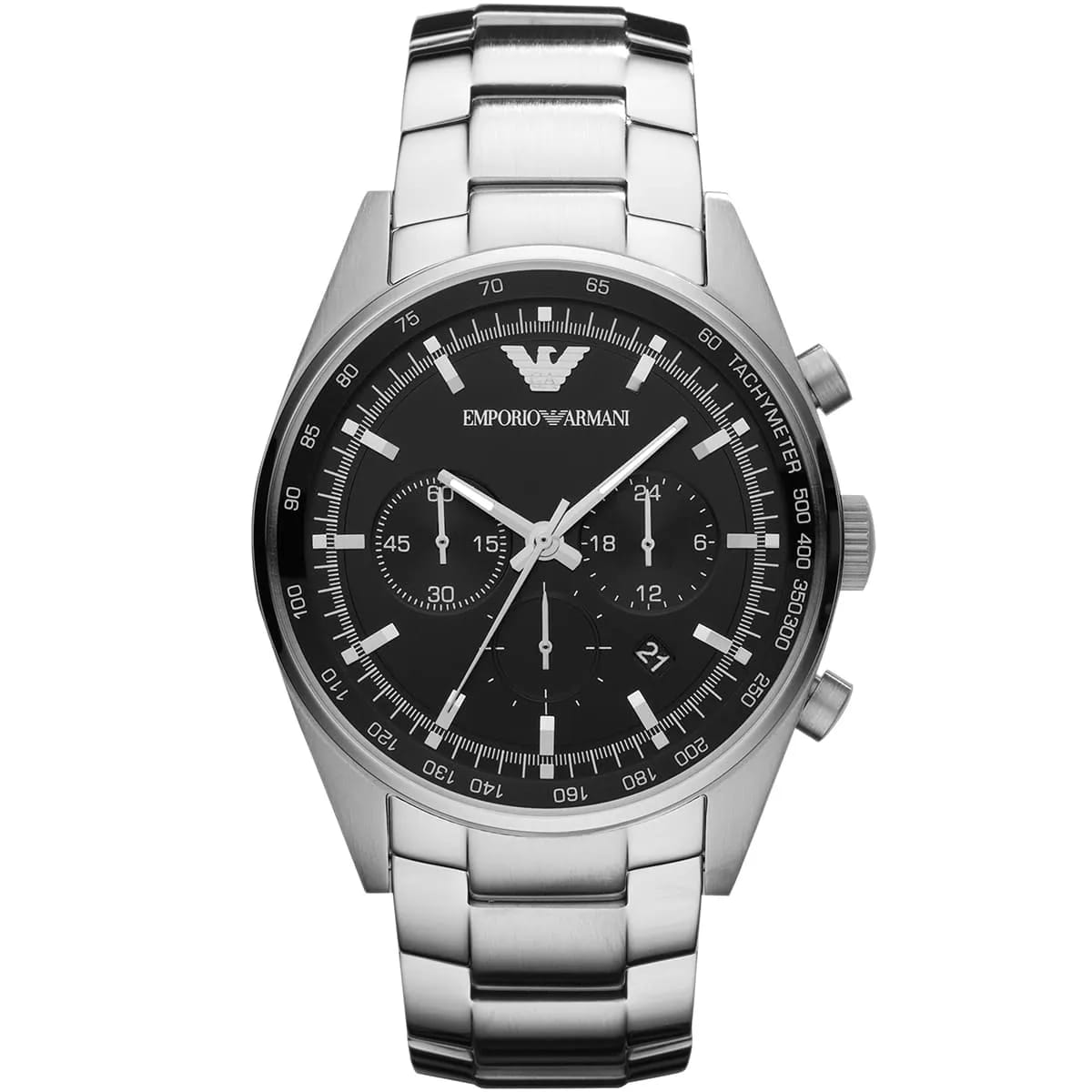 Emporio Armani Tazio AR5980 46mm Men's Chronograph Watch – Black & Black Stainless Steel Bracelet