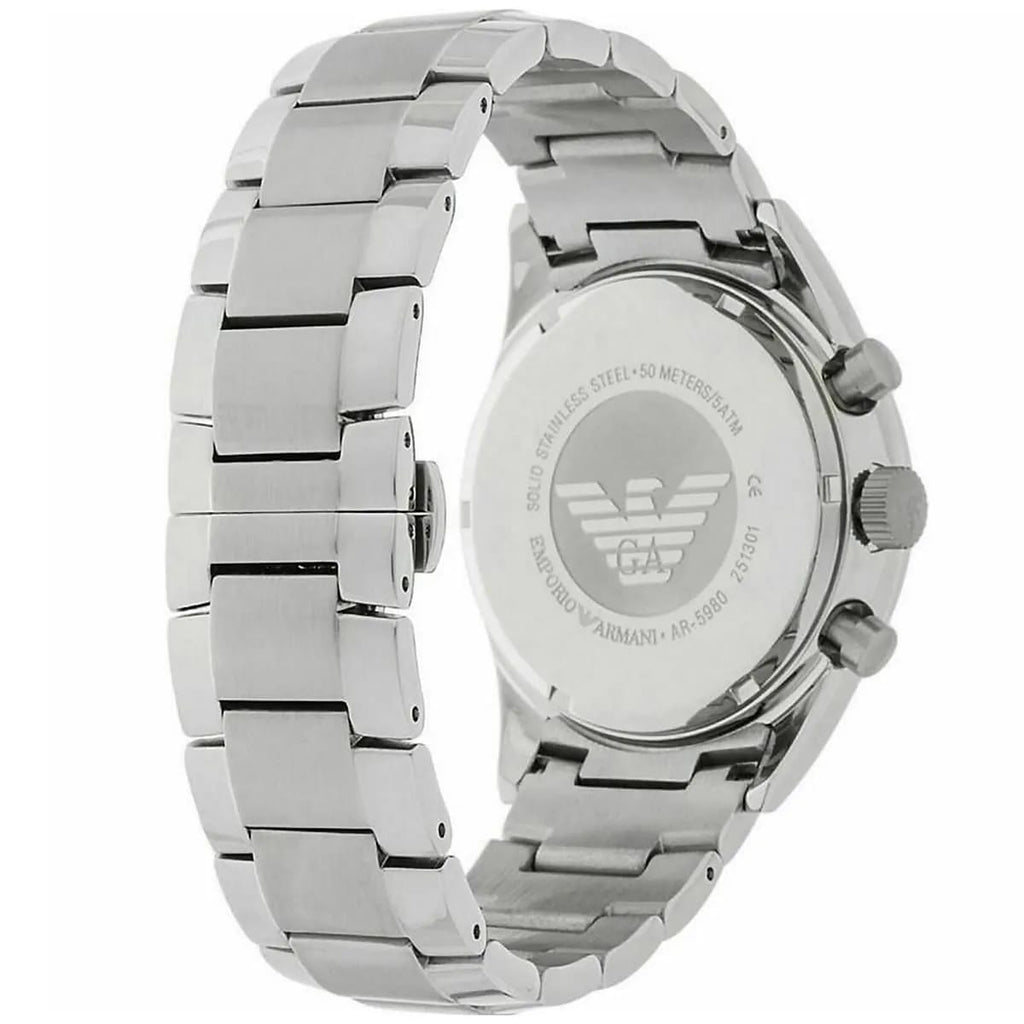 Emporio Armani Tazio AR5980 46mm Men's Chronograph Watch – Black & Black Stainless Steel Bracelet