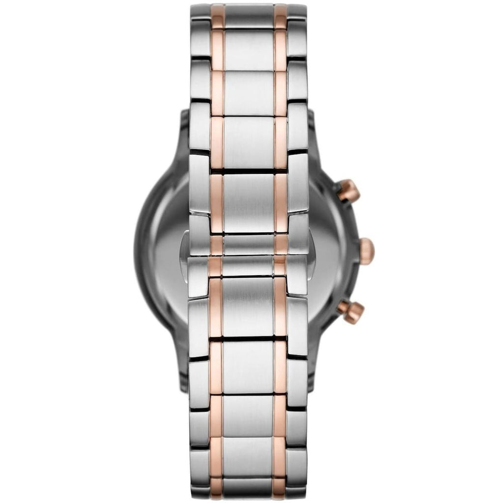Emporio Armani Renato AR80025 43mm Men's Chronograph Watch – Blue Sunray & Rose Gold Stainless Steel Bracelet