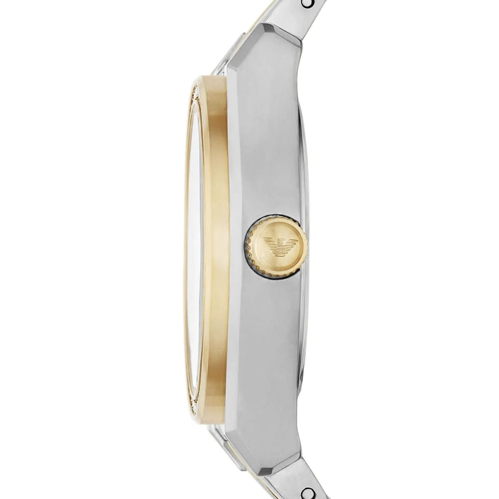 Emporio Armani Federica AR11559 32mm Women's Quartz Watch – Mother-of-Pearl Crystal-Set & Two-Tone Silver and Rose Gold Stainless Steel Bracelet