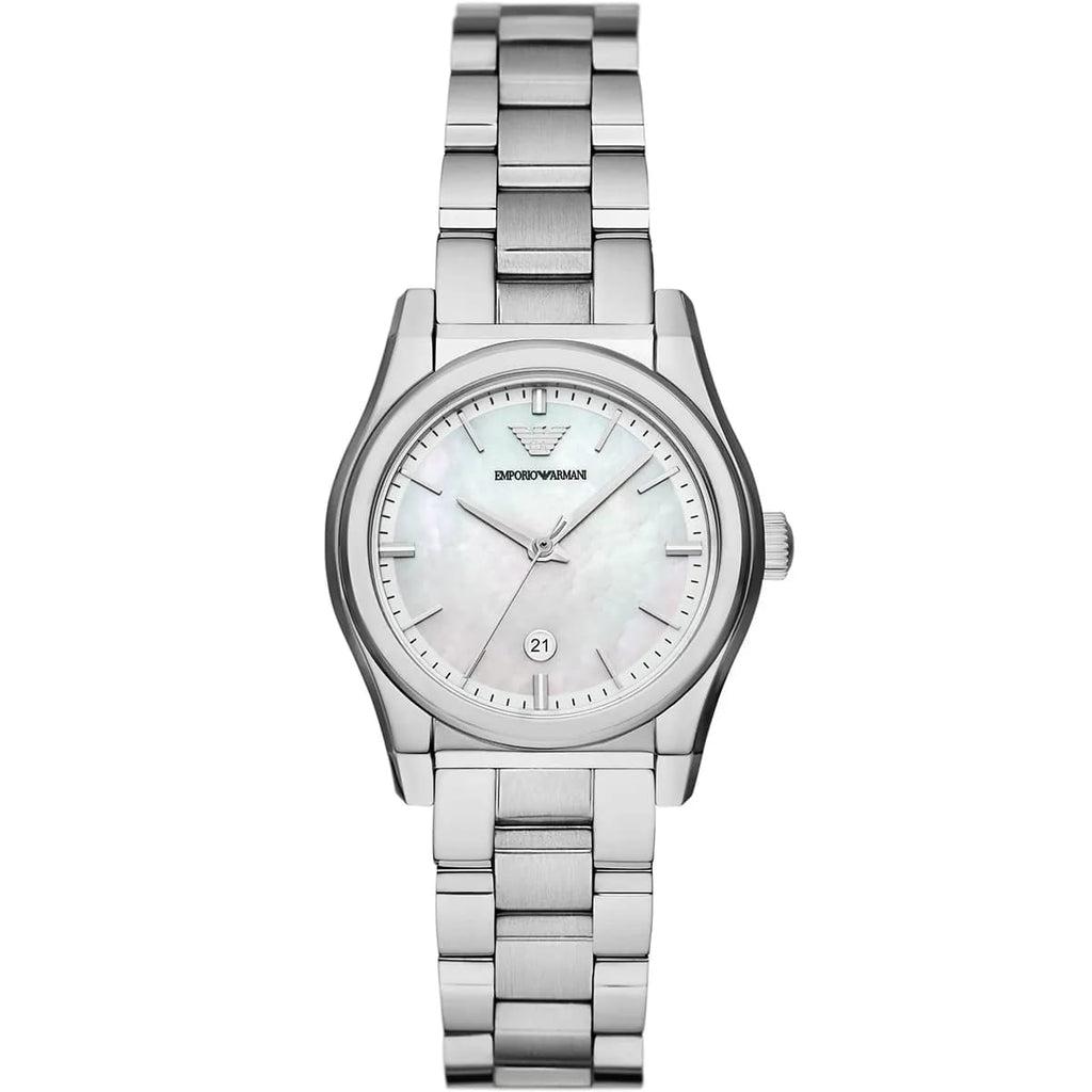 Emporio Armani Federica AR11557 32mm Women's Quartz Watch – Mother-of-Pearl & Silver-Tone Stainless Steel Bracelet
