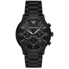 Emporio Armani Giovanni AR11349 43mm Men's Chronograph Watch – Black & Silver-Tone Stainless Steel Bracelet