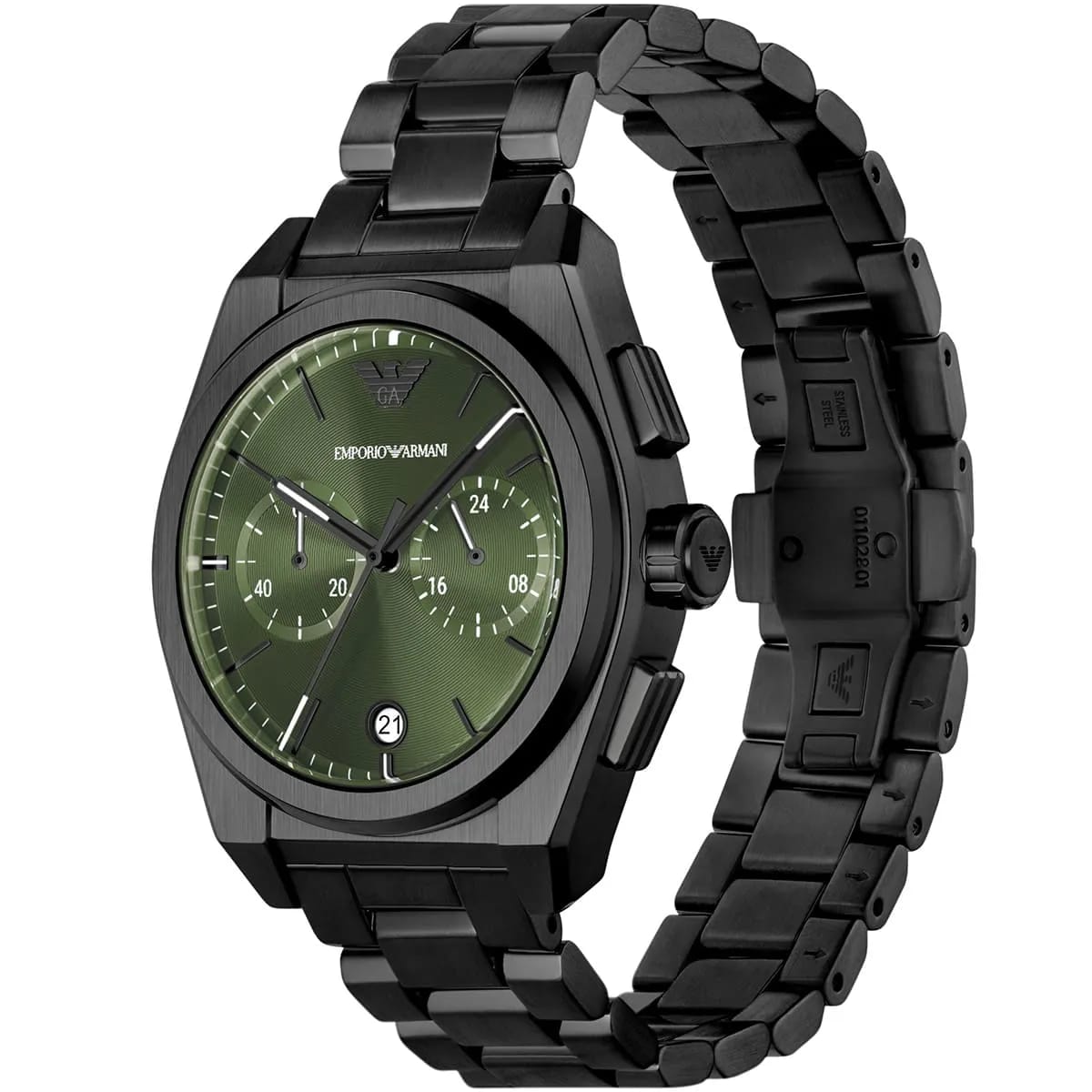 Emporio Armani Federico AR11562 42mm Men's Chronograph Watch – Green Sunray & Green Stainless Steel Bracelet