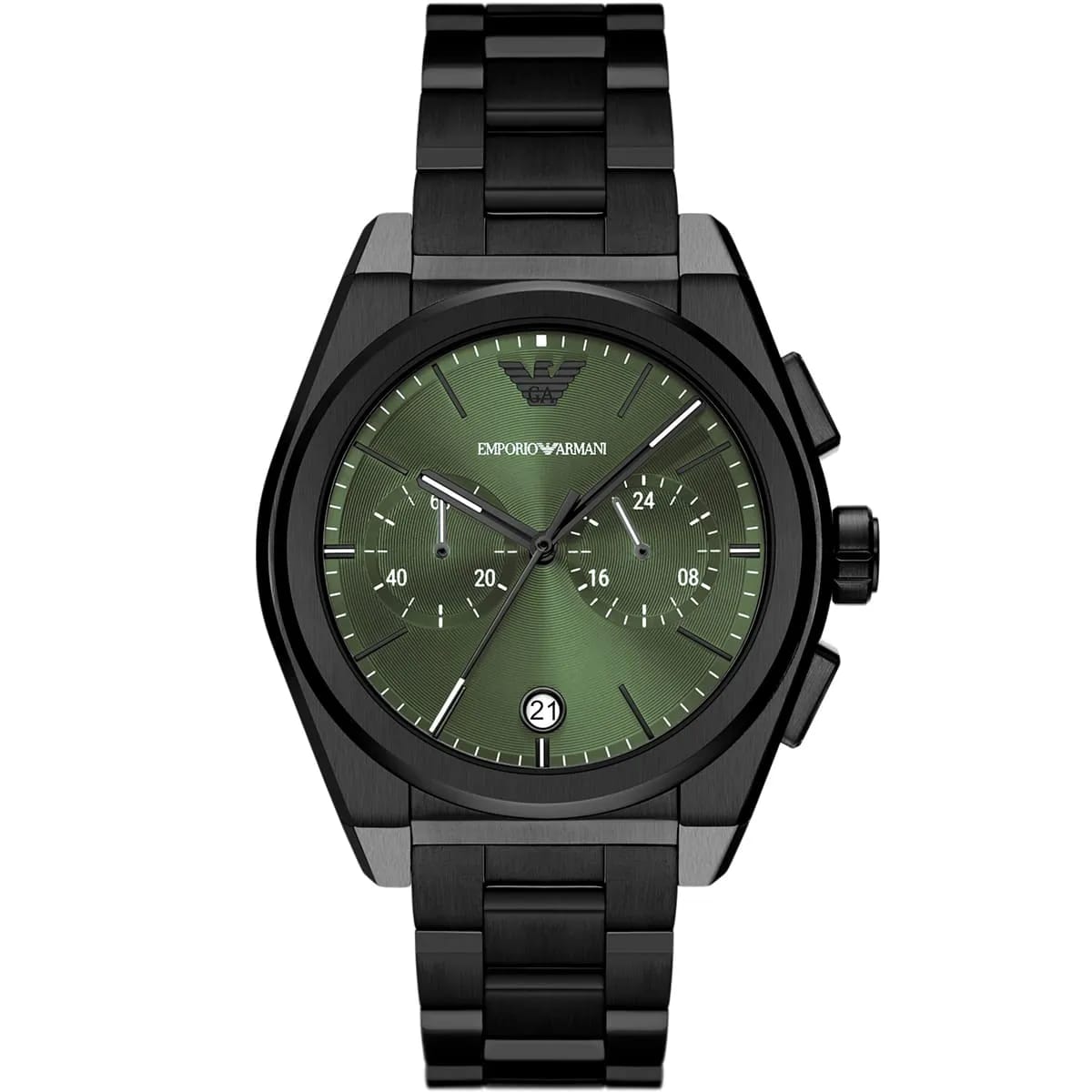Emporio Armani Federico AR11562 42mm Men's Chronograph Watch – Green Sunray & Green Stainless Steel Bracelet