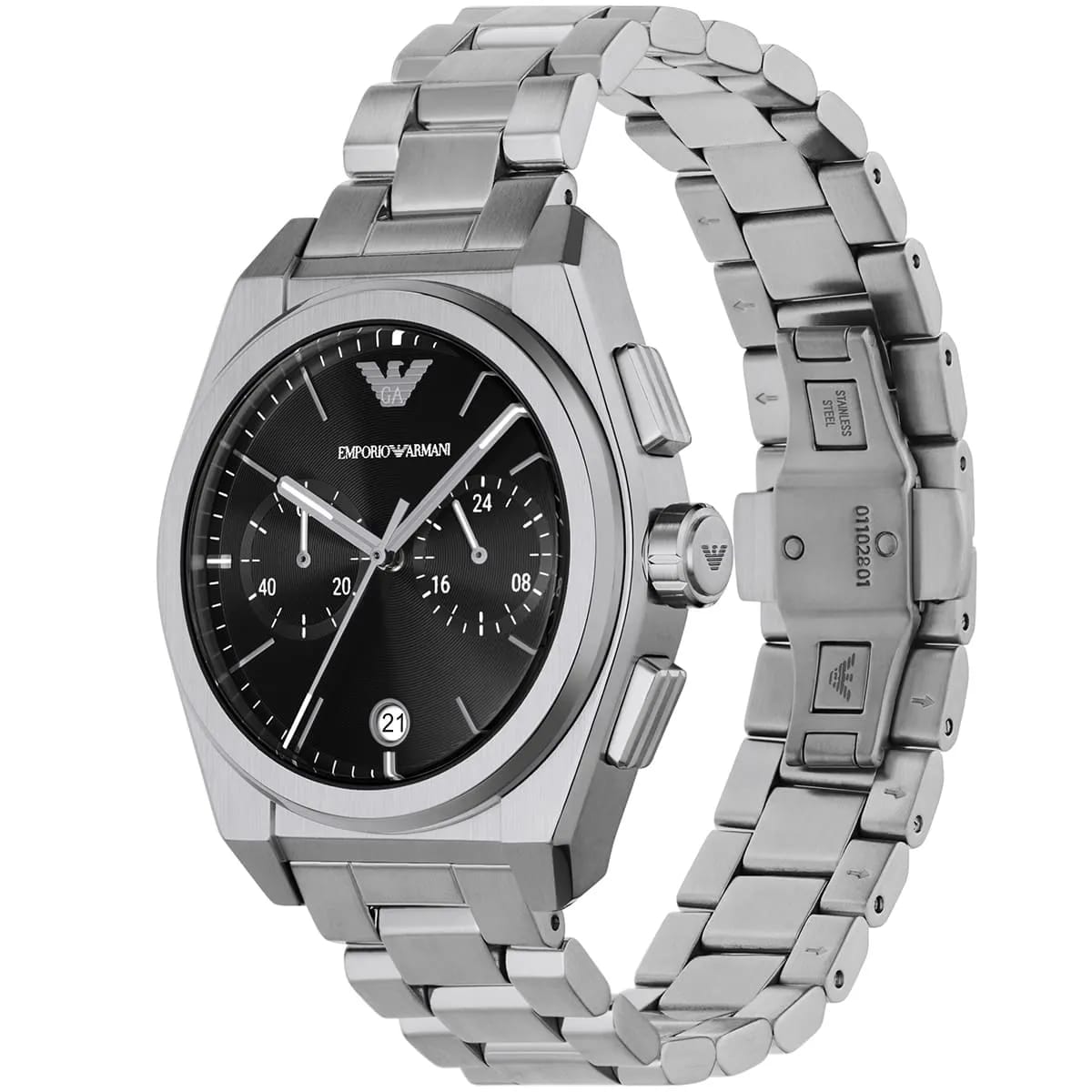 Emporio Armani Federico AR11560 42mm Men's Chronograph Watch – Black Sunray & Black Stainless Steel Bracelet