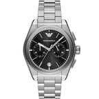 Emporio Armani Federico AR11560 42mm Men's Chronograph Watch – Black Sunray & Black Stainless Steel Bracelet