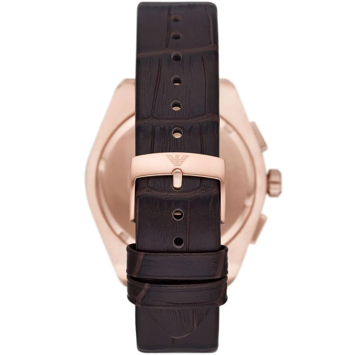 Emporio Armani Federico AR11563 42mm Men's Chronograph Watch – Blue Sunray & Rose Gold Genuine Leather Strap