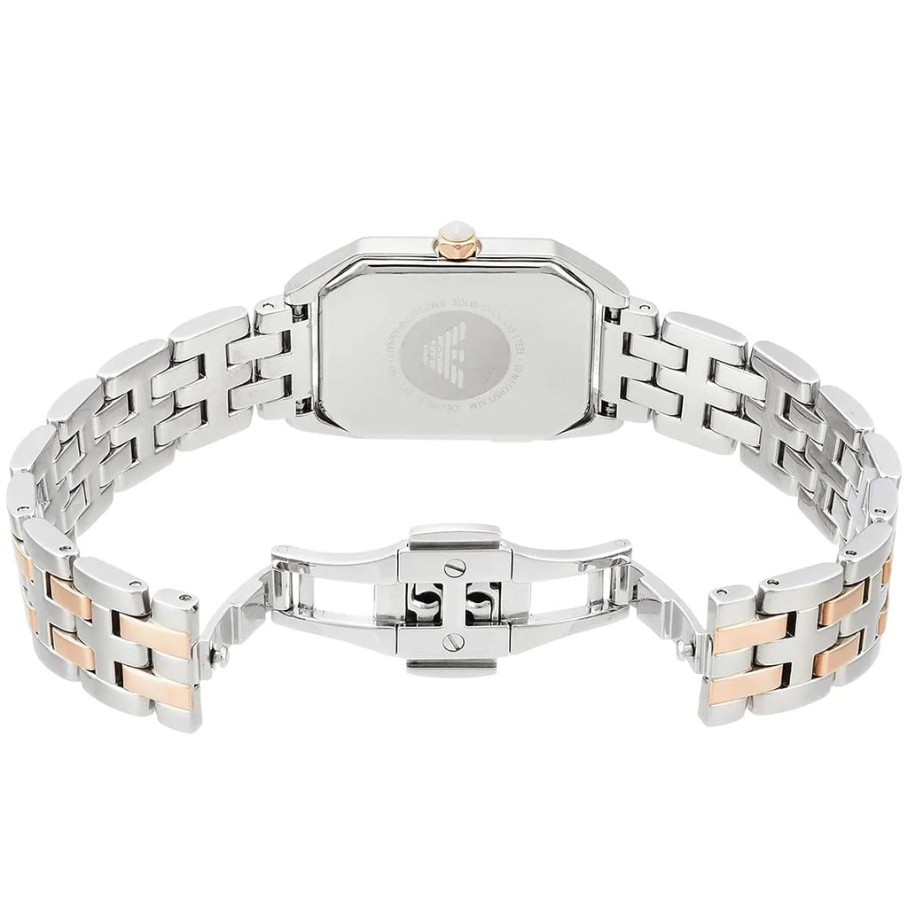 Emporio Armani Gioia AR11146 22mm Women's Quartz Watch – Mother-of-Pearl & Two-Tone Silver and Rose Gold Stainless Steel Bracelet