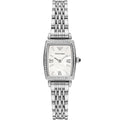 Emporio Armani Gianni T-Bar AR11405 28mm Women's Quartz Watch – Mother-of-Pearl & Silver-Tone Stainless Steel Bracelet