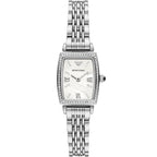Emporio Armani Gianni T-Bar AR11405 28mm Women's Quartz Watch – Mother-of-Pearl & Silver-Tone Stainless Steel Bracelet