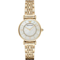 Emporio Armani Gianni T-Bar AR1907 32mm Women's Quartz Watch – Mother-of-Pearl & Gold-Tone Stainless Steel Bracelet