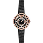 Emporio Armani Rosa AR11493 32mm Women's Quartz Watch – Black & Rose Gold-Tone Genuine Leather Strap