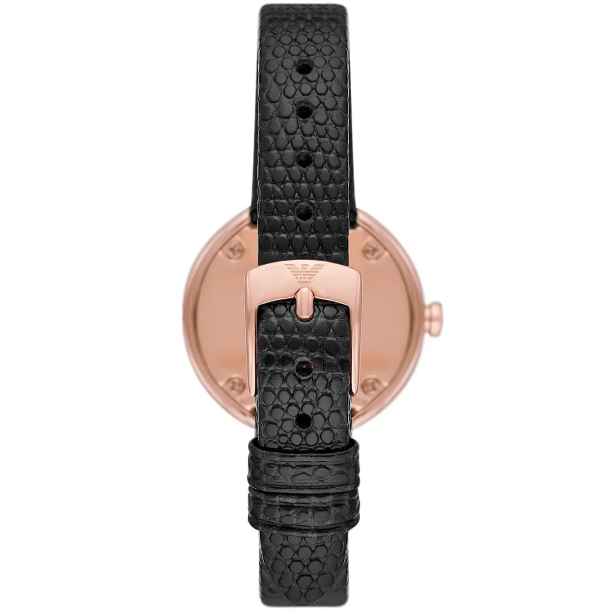 Emporio Armani Rosa AR11493 32mm Women's Quartz Watch – Black & Rose Gold-Tone Genuine Leather Strap