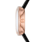 Emporio Armani Rosa AR11493 32mm Women's Quartz Watch – Black & Rose Gold-Tone Genuine Leather Strap