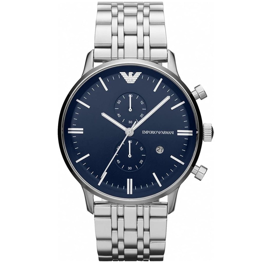 Emporio Armani Gianni AR1648 43mm Men's Quartz Watch – Blue & Blue Stainless Steel Bracelet
