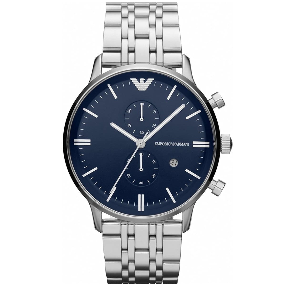 Emporio Armani Gianni AR1648 43mm Men's Quartz Watch – Blue & Blue Stainless Steel Bracelet