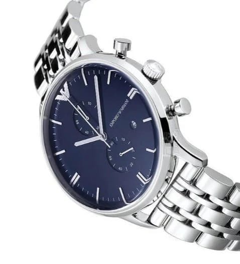 Emporio Armani Gianni AR1648 43mm Men's Quartz Watch – Blue & Blue Stainless Steel Bracelet