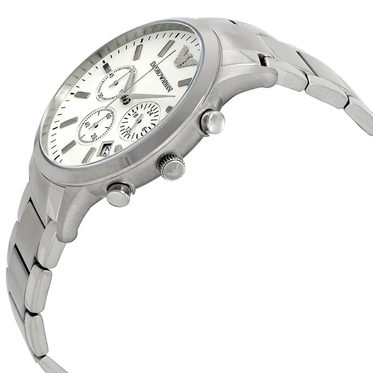 Emporio Armani Renato AR2458 43mm Men's Chronograph Watch – Silver & Silver Stainless Steel Bracelet