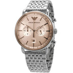 Emporio Armani Aviator AR11239 43mm Men's Chronograph Watch – Champagne Sunray & Rose Gold Stainless Steel Bracelet