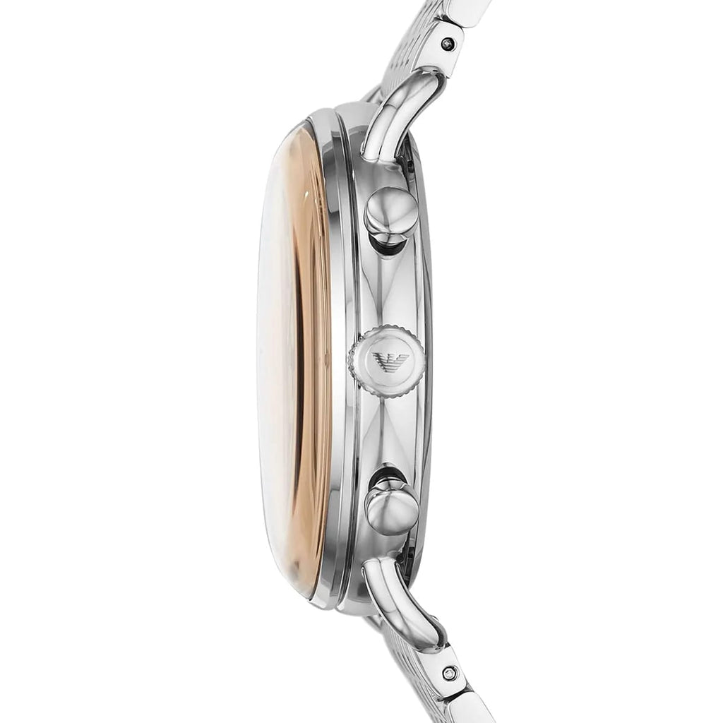 Emporio Armani Aviator AR11239 43mm Men's Chronograph Watch – Champagne Sunray & Rose Gold Stainless Steel Bracelet