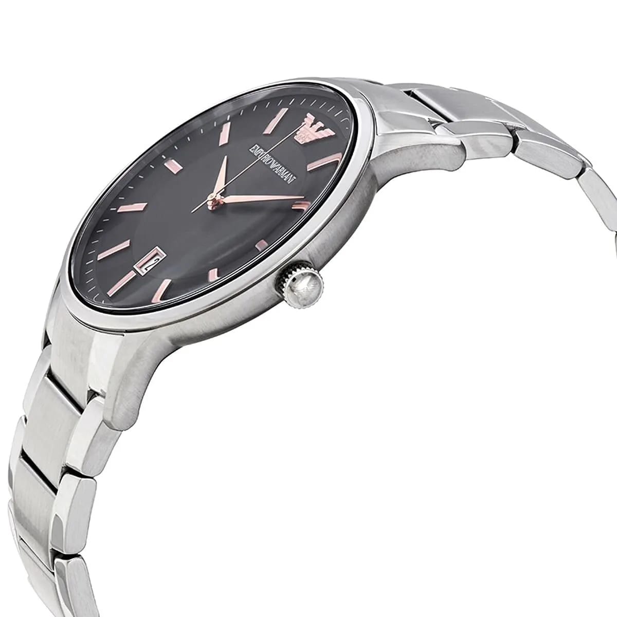 Emporio Armani Renato AR11179 43mm Men's Quartz Watch – Black & Rose Gold Stainless Steel Bracelet