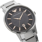 Emporio Armani Renato AR11179 43mm Men's Quartz Watch – Black & Rose Gold Stainless Steel Bracelet