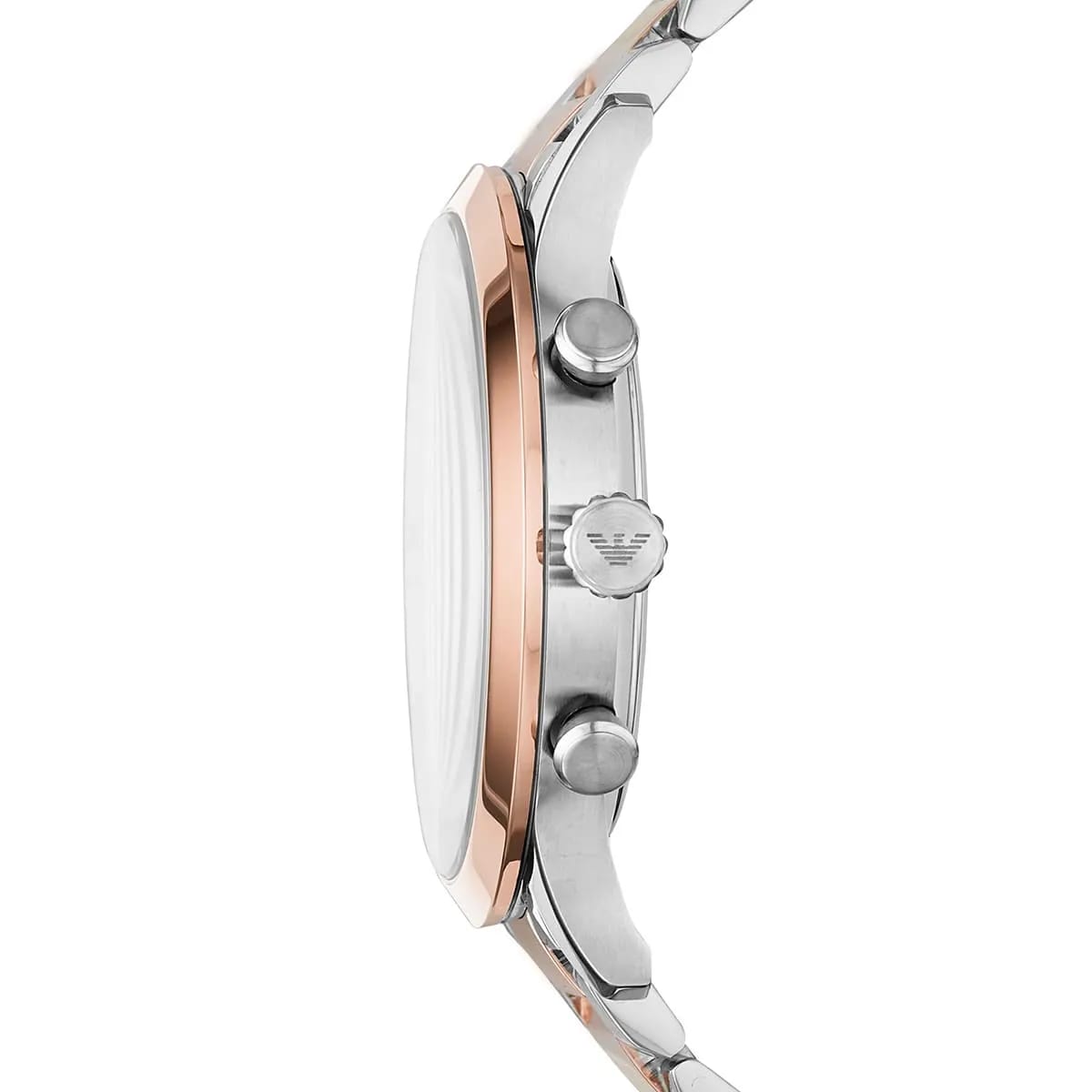 Emporio Armani Giovanni AR11209 43mm Men's Chronograph Watch – White & Rose Gold Stainless Steel Bracelet