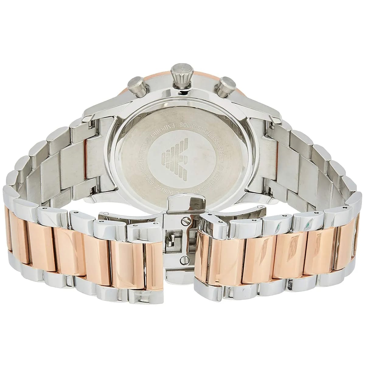 Emporio Armani Giovanni AR11209 43mm Men's Chronograph Watch – White & Rose Gold Stainless Steel Bracelet