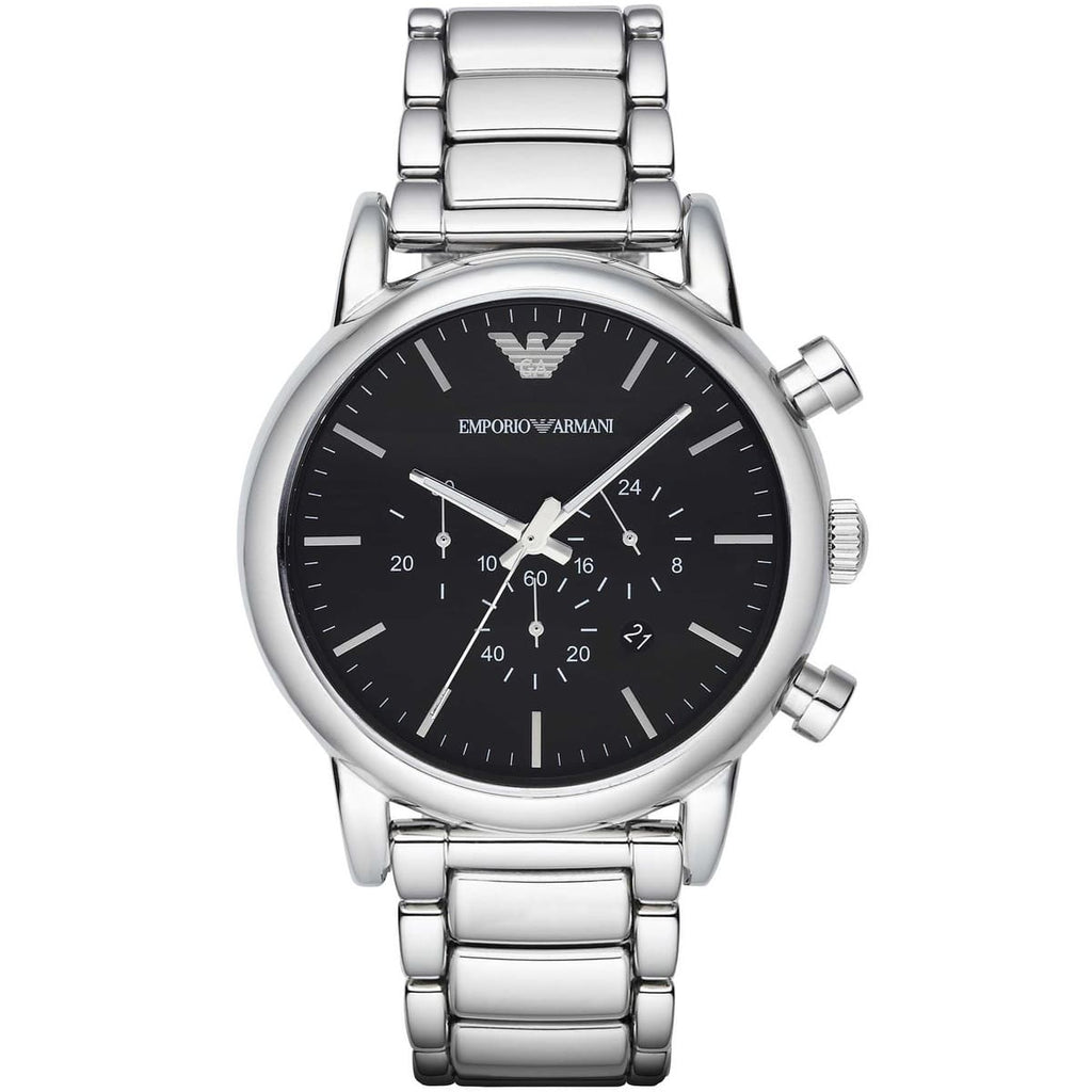 Emporio Armani Luigi AR1894 43mm Men's Chronograph Watch – Black & Black Stainless Steel Bracelet