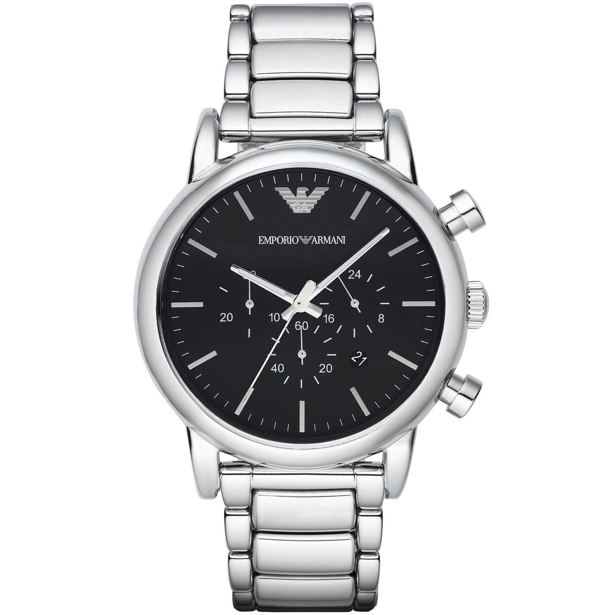 Emporio Armani Luigi AR1894 43mm Men's Chronograph Watch – Black & Black Stainless Steel Bracelet