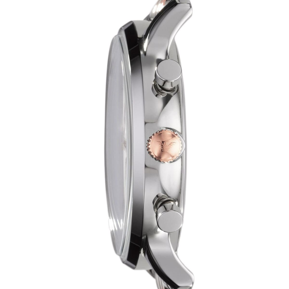 Emporio Armani Gianni AR0399 43mm Men's Chronograph Watch – Silver & Rose Gold Stainless Steel Bracelet
