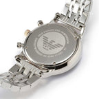 Emporio Armani Gianni AR0399 43mm Men's Chronograph Watch – Silver & Rose Gold Stainless Steel Bracelet