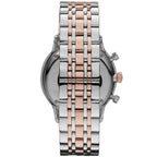 Emporio Armani Gianni AR0399 43mm Men's Chronograph Watch – Silver & Rose Gold Stainless Steel Bracelet