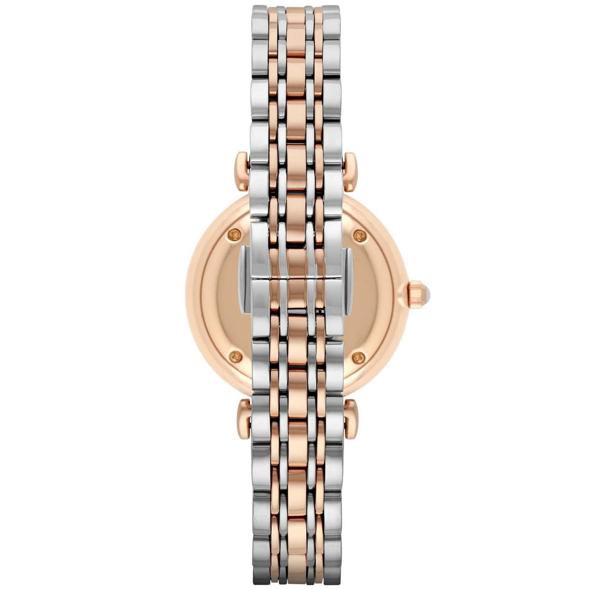 Emporio Armani Gianni T-Bar AR1683 32mm Women's Quartz Watch – Mother-of-Pearl & Two-Tone Silver and Rose Gold Stainless Steel Bracelet