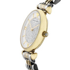 Emporio Armani Gianni T-Bar AR2076 32mm Women's Quartz Watch – Two-Tone Crystal-Set & Two-Tone Silver and Rose Gold Stainless Steel Bracelet