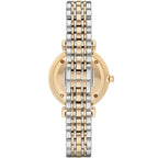 Emporio Armani Gianni T-Bar AR2076 32mm Women's Quartz Watch – Two-Tone Crystal-Set & Two-Tone Silver and Rose Gold Stainless Steel Bracelet