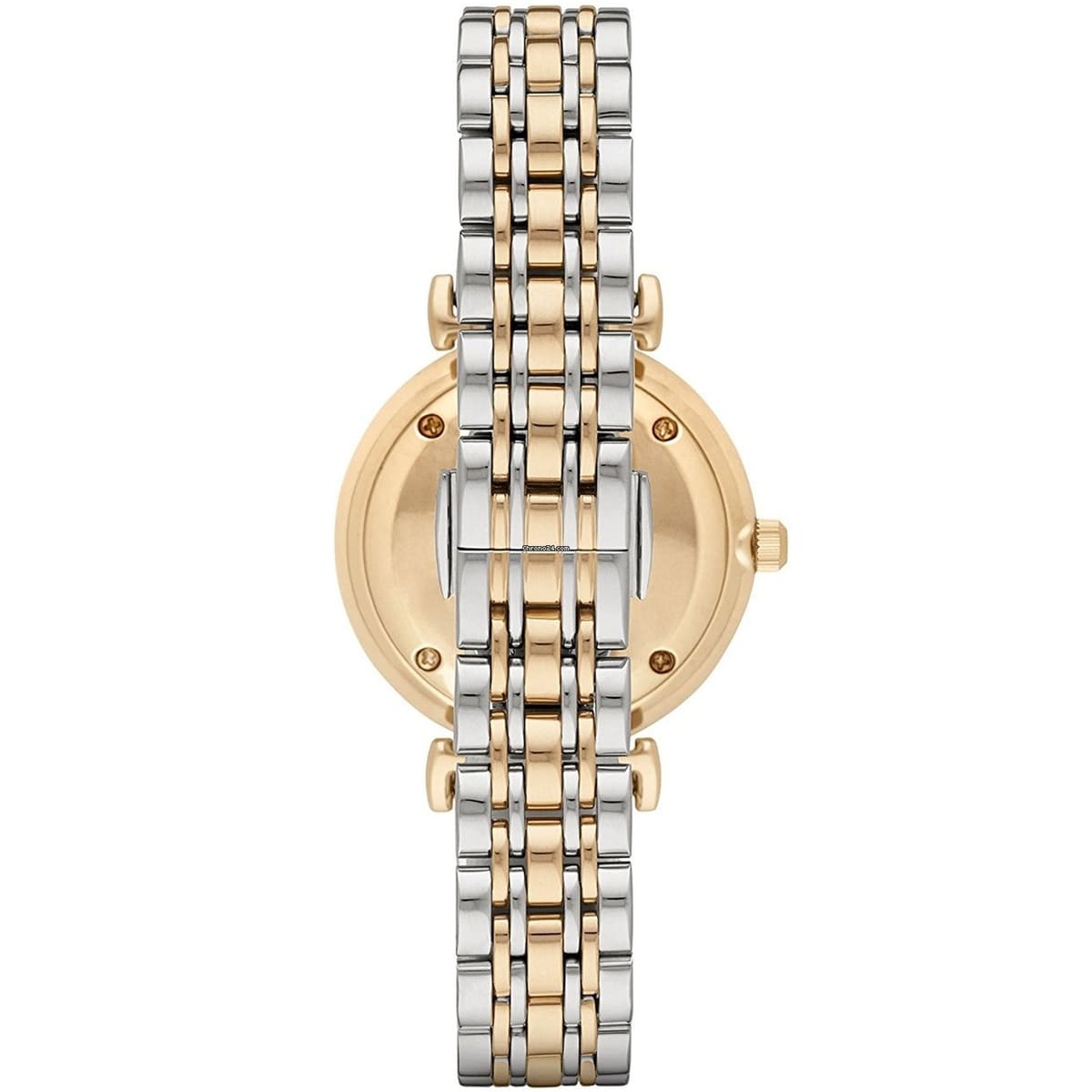 Emporio Armani Gianni T-Bar AR2076 32mm Women's Quartz Watch – Two-Tone Crystal-Set & Two-Tone Silver and Rose Gold Stainless Steel Bracelet
