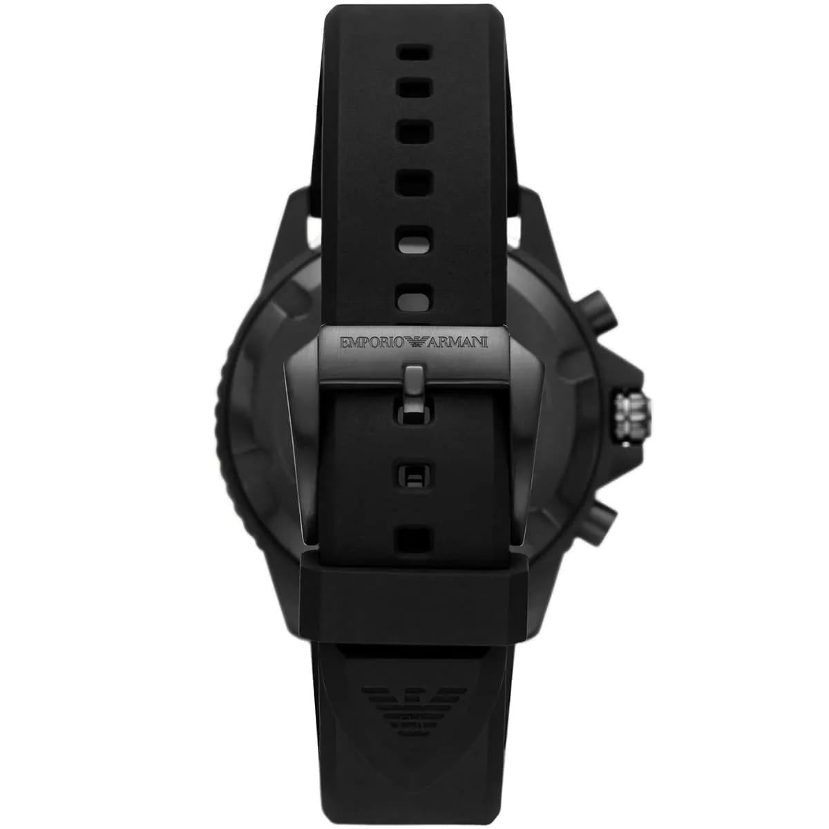 Emporio Armani Diver AR11463 43mm Men's Chronograph Watch – Green Sunray & Green Silicone Strap