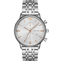 Emporio Armani Gianni AR1933 43mm Men's Chronograph Watch – Silver & Silver-Tone Stainless Steel Bracelet