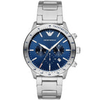 Emporio Armani Signature AR11306 43mm Men's Chronograph Watch – Blue Sunray & Silver-Tone Stainless Steel Bracelet