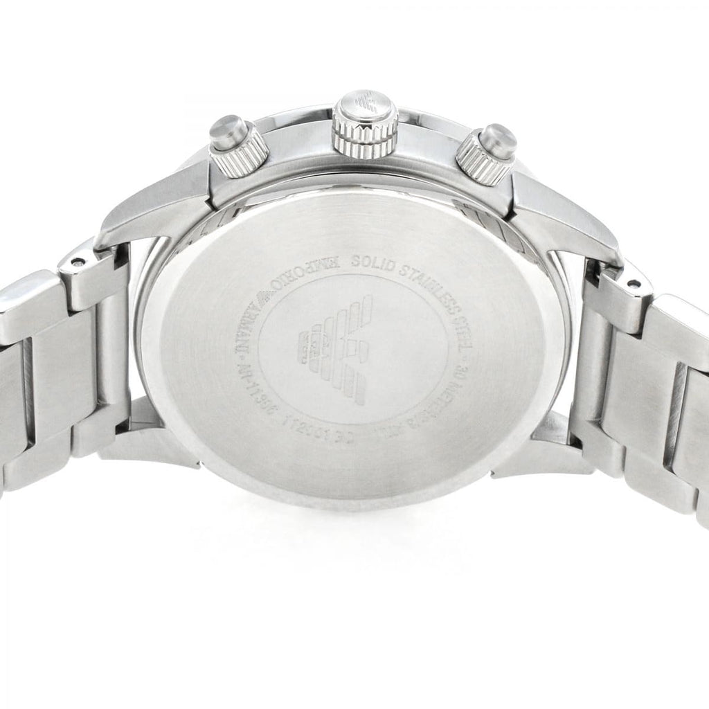 Emporio Armani Signature AR11306 43mm Men's Chronograph Watch – Blue Sunray & Silver-Tone Stainless Steel Bracelet
