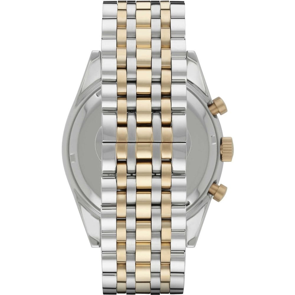 Emporio Armani Tazio AR6088 43mm Men's Chronograph Watch – Blue & Two-Tone Stainless Steel Bracelet
