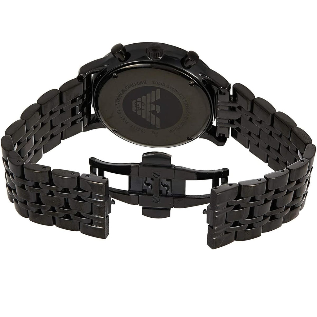 Emporio Armani Retro AR1934 43mm Men's Chronograph Watch – Black & Black Stainless Steel Bracelet