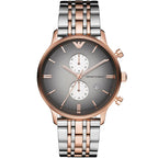 Emporio Armani Gianni AR1721 43mm Men's Chronograph Watch – Grey Sunray & Rose Gold Stainless Steel Bracelet