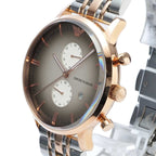 Emporio Armani Gianni AR1721 43mm Men's Chronograph Watch – Grey Sunray & Rose Gold Stainless Steel Bracelet