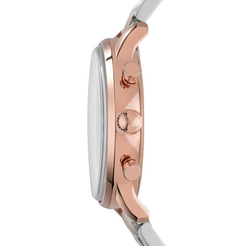 Emporio Armani Gianni AR1721 43mm Men's Chronograph Watch – Grey Sunray & Rose Gold Stainless Steel Bracelet